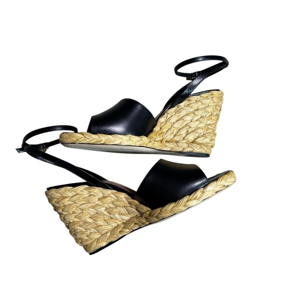 SAINT LAURENT - NIB Paloma Sandals Black Wedge Sandals Sz 36 1/2 - Picture 10 of 14